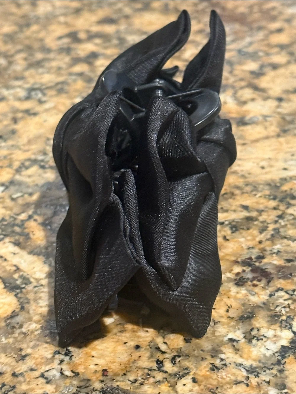 Black Satin Ribbon Bow Claw Clip Hair Accessory 5” Victorian Romantic Goth NWOT